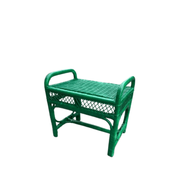 Kelly Green Small Wicker Indoor Outdoor Bench Stool Ottoman