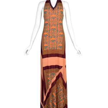 Jean Paul Gaultier Vintage Colorful Patchwork Mesh Halter Maxi Dress