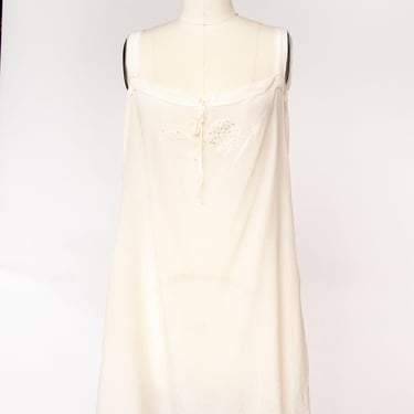 1920s Silk Slip Chemise Lingerie Peacock Embroidered S 