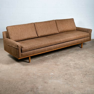 Mid Century Modern Sofa Couch Solid Walnut 3 Seater Brown Harvey Probber Tufted
