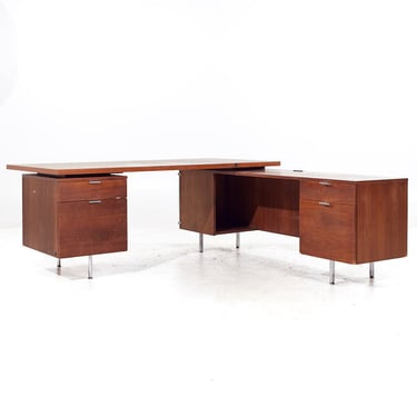 George Nelson for Herman Miller Mid Century Walnut and Formica Corner Executive Desk - mcm 