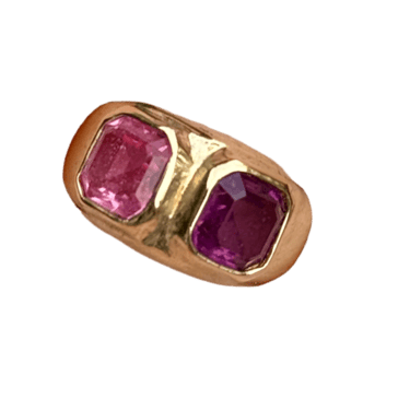 80s Pink & Purple Crystal Gold Ring Sizes 5.5 & 8.5