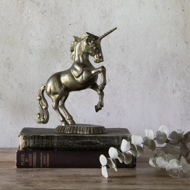 Brass Unicorn Figurine, Vintage Unicorn Statue 