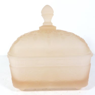 Vintage Tiara Exclusives Peach Satin Honey Pot Beehive Candy Dish 