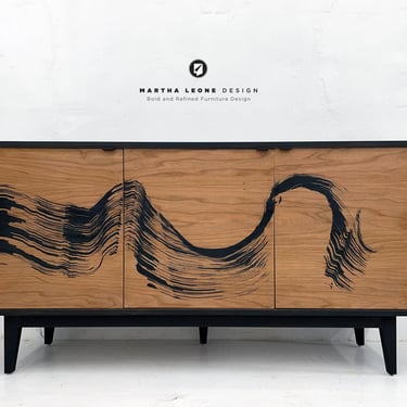 MLD902 3-Door Cherry Credenza  with Wind + Willow design | #30 — READY TO SHIP 