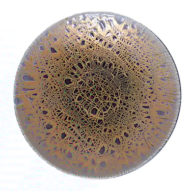 Large Mid Century Modern Abstract Design Copper Enamel Platter by Harold Tishler 1950s