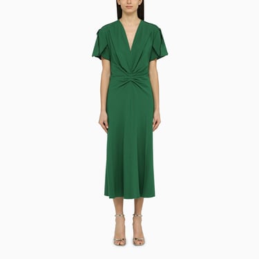 Victoria Beckham Emerald Midi Dress In Wool Blend Women
