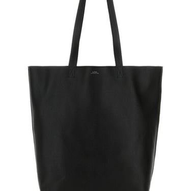 A.P.C. Unisex Black Leather Maiko Shopping Bag