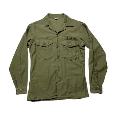 Vintage 1970s OG-107 US Army Utility Shirt ~ size S ~ Military Uniform ~ Fatigues ~ Vietnam War ~ Patch 