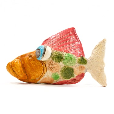 VINTAGE: 1999 - Signed Wall Pottery Fish - Clive Ross - Handcrafted Pottery - Studio - SKU 1-E2-00014930 