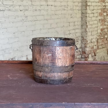 Antique Oak Staved Painters Keg Bucket 