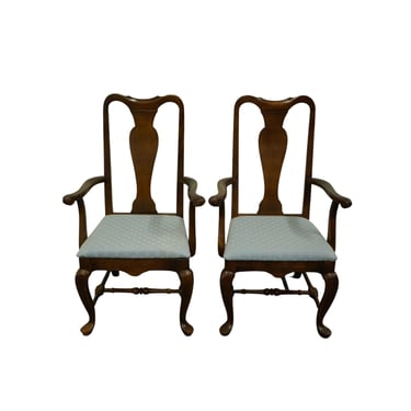 Set of 2 RARE ETHAN ALLEN Classic Manor Solid Maple Queen Anne Style Dining Arm Chairs 15-600 