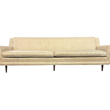 Early Milo Baughman Style Mid Century Large Sofa on Walnut Legs