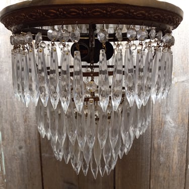 Vintage flush mount crystal light