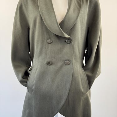 1980s Pierre Cardin Olive Skirt Suit 