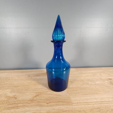 Blue Blown Glass Decanter Vase 