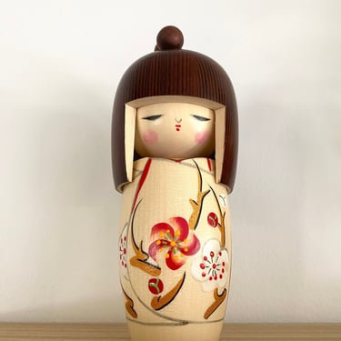 Vintage Kokeshi Japanese Wooden Doll - Hand Painted Signed Japanese Figurine 