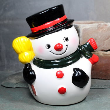 Frankel Snowman Piggy Bank - Vintage Snowman Bank, circa 1970s - Vintage Ceramic Snowman Bank - Christmas Bank 