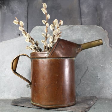 RARE Antique Copper Two Quart Jenney Oil Can | Vintage Metal 2 Liquid Quart | 1920s Rustic Oil Can | Bixley Shop 