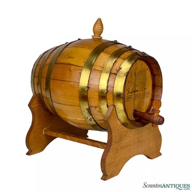 Vintage Traditional Italian Wine Cask Barrel Table Display w/ Stand