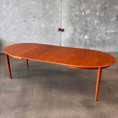 Vintage Restored Danish Teak Dining Table With Two Leaf Extensions