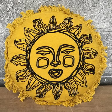 Round Embroidered Sun Fringe Throw Pillow (Seattle)