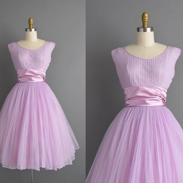 vintage 1950s dress | Emma Domb Lavender Party Prom Full Skirt Dress | Small | 50s dress 