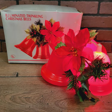 Noma Lighted Red Bell Plastic Christmas Bell with Box 