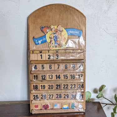 Unopened Vintage Wooden Perpetual Wall Calendar Love is Special 