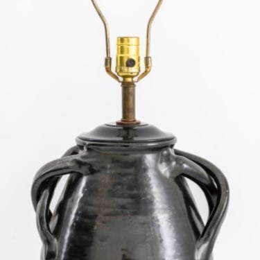 Vintage Glazed Pottery Amphora Mounted Lamp