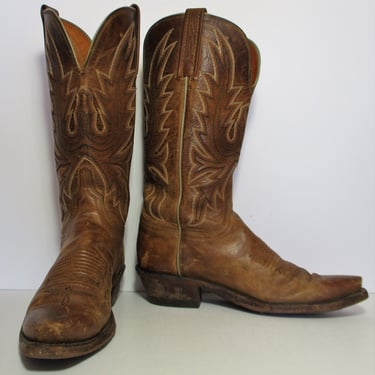 Vintage Lucchese 1883 Brown Leather Cowboy Boots, 7B Women, cowgirl boot 
