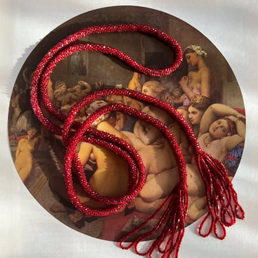 1920s Red Beaded Sautoir Necklace