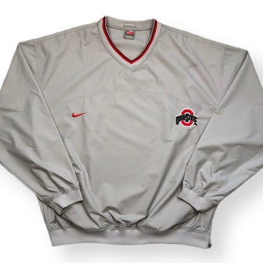 Vintage 90s Nike Team Ohio State University Buckeyes Side Swoosh Windbreaker Pullover Jacket Size XXL 