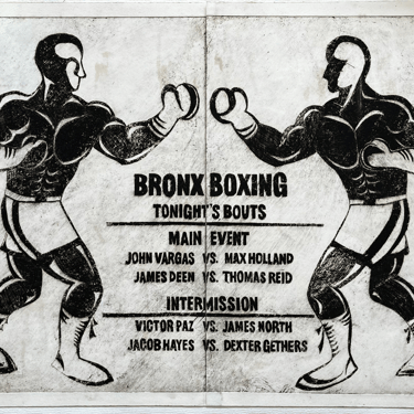 Mitsushige Nishiwaki 20&quot; x 13&quot; Bronx Boxers Intaglio Etching