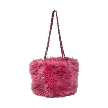 Prada Pink Fur Chain Bag