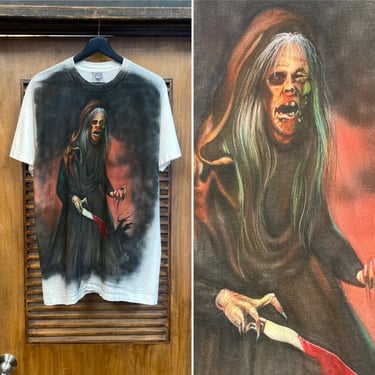 Vintage 1990’s Dated 1994 Horror Ghoul Artwork Cotton Halloween T-Shirt, 90’s Tee Shirt, 90’s Airbrush, Vintage Clothing 