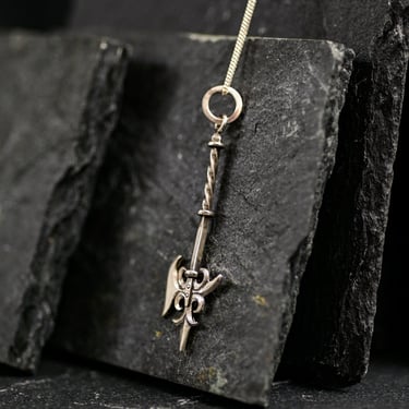 Sterling Silver Battle Axe Pendant Necklace