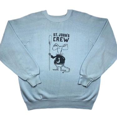 Vintage 80s St. John’s University Crew Team Made in USA Collegiate Graphic Crewneck Sweatshirt Pullover Size Large 