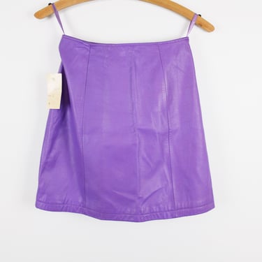 Vintage 80s Orchid Purple Lavender Leather Mini Skirt / Pencil Skirt / Wilson's Leather Brand - XS 24