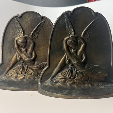 1920s Art Deco Bookends Cupid and Psyche 