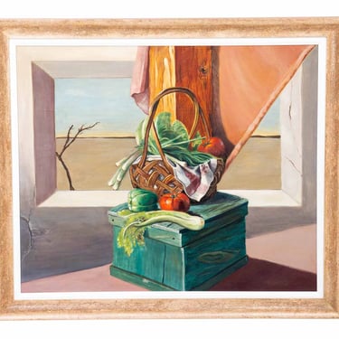 Large 20th Century Oil on Board of Still Life of Vegetables