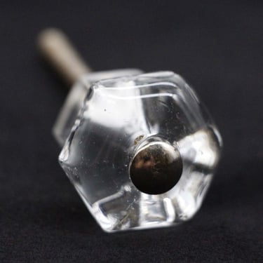 Vintage 1 in. Hexagon Clear Glass Drawer Cabinet Knob