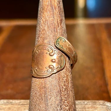 Vintage Copper Spoon Ring Retro Handmade Jewelry Boho Fashion 