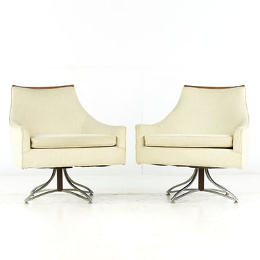 Kroehler Mid Century Swivel Lounge Chairs - Pair - mcm 