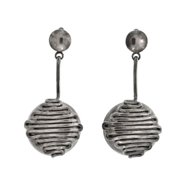 Krizia Vintage Massive Brutalist Blackened Silver Dangling Earrings