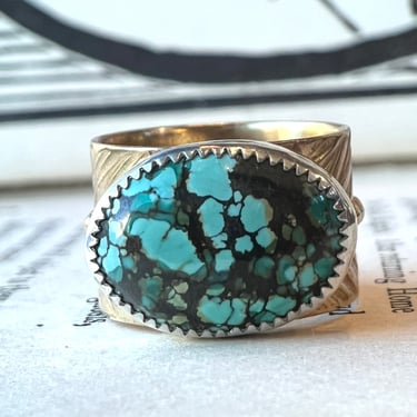 Sagitta Bronze Thick Band - Turquoise - Size 7.75a