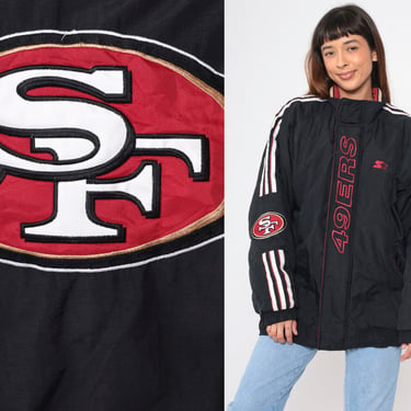 90s SF 49ers Jacket San Francisco Forty Niners Football Windbreaker NFL Pro Line Starter Puffer Coat Sportswear 1990s Vintage Men's Large 