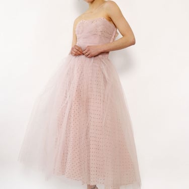 1950s Cotton Candy Tulle Party Dress XS