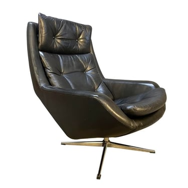 Vintage Danish Mid Century Modern Leather Lounge Chair by Hw Klein for Bramin 
