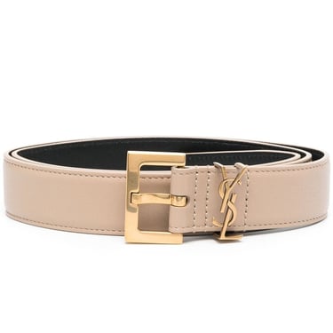 Saint Laurent Paris Women Cassandre Belt With Square Buckle In Smooth Leather